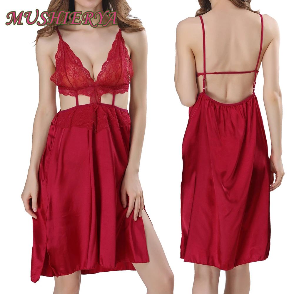 Buy Rayon Lace Nightwear with G string Ladie V neck