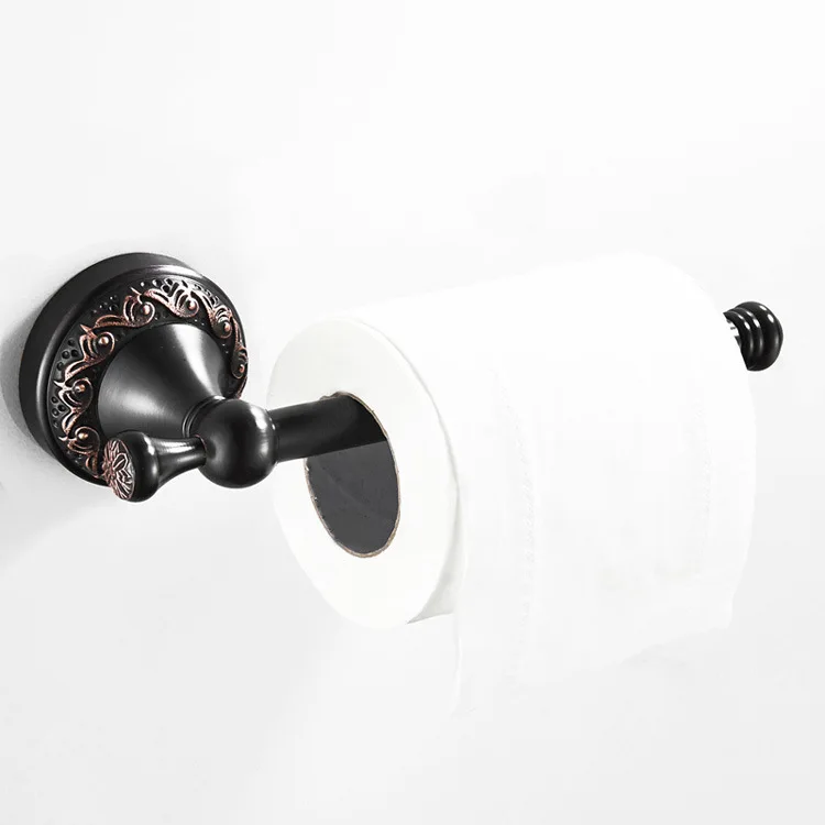 Набор оборудования для ванны латунный держатель для бумаги мыльница держатель для туалетной щетки латунный Европейский антикварный резной набор аксессуаров для ванной комнаты - Цвет: roll holder
