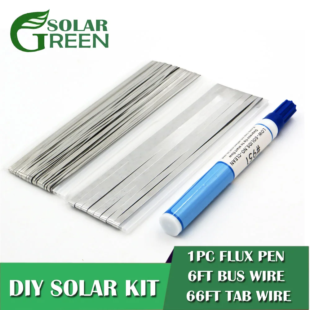 

20 Meters Tabbing Tab Wire + 2 Meters PV Ribbon Bus Wire + 1pc 951 Soldering Rosin Flux Pen For DIY Soldering Solar Cell Panel