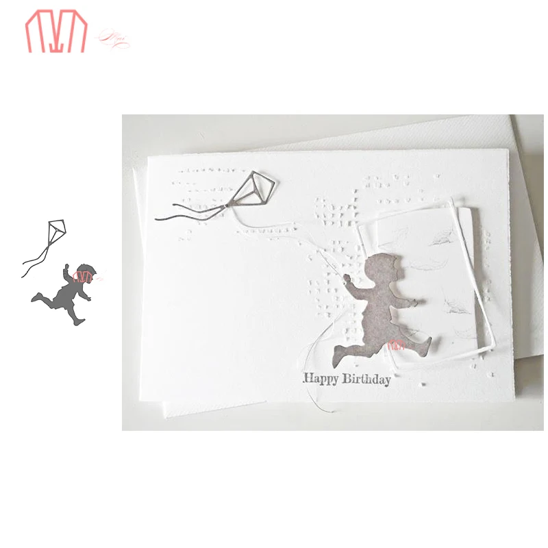 

Mai Boy With Kite Metal Cutting Dies Stencils for DIY Scrapbooking photo album Decorative Embossing DIY Paper Cards
