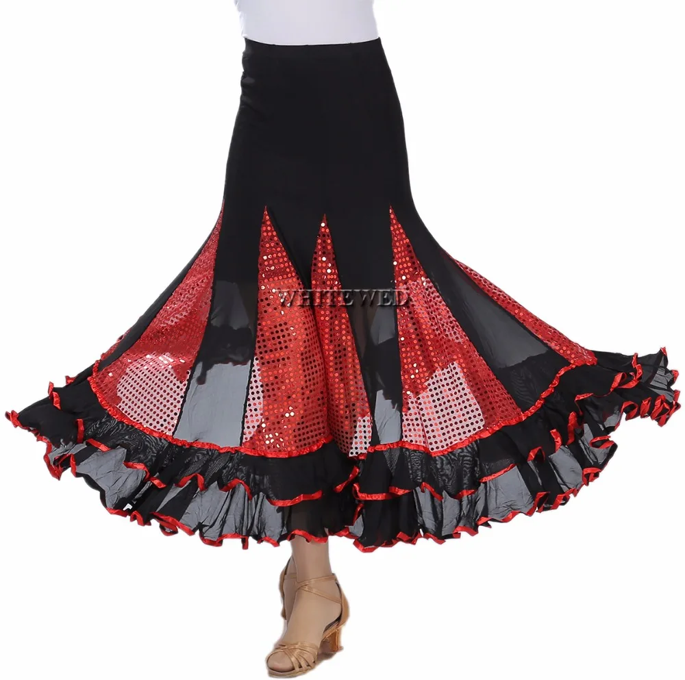 Юбка для бальных танцев Quickstep Folklorico танцевальная юбка с оборками длинные юбки