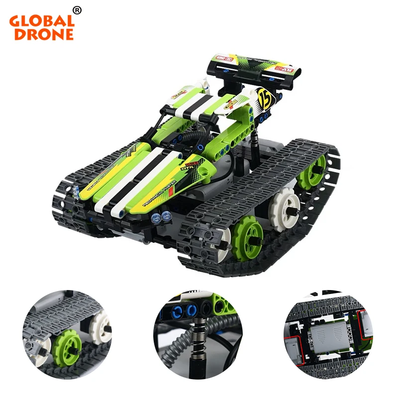 

Global Drone RC Tanks Remote Control Building Blocks Tank 2.4G 4CH On the Radio Control Tank Toys for Boys