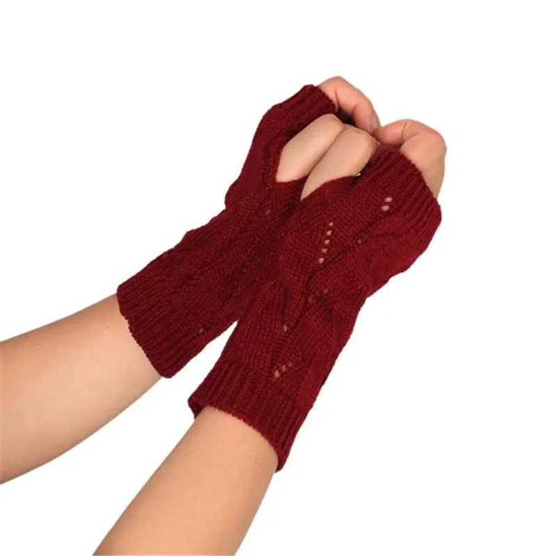   Fashion Knitted Arm Fingerless Winter Gloves Unisex Soft Warm Mitten winter gloves guantes eldiven handschoenen 40FE2220