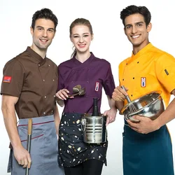 Hotel Chef Short Sleeve Jakcet Men's and Women's Work Clothes Double-breasted Restaurant Canteen Baked Pastry Uniforms Hotel Chef Short Sleeve Jakcet Men's and Women's Work Clothes Double-breasted Restaurant Canteen Baked Pastry Uniforms