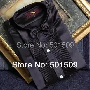 

Freeship pink/black/white/royal blue/red/golden/skyblue ruffled bowtie scuffs decoration mens tuxedo shirts party/event shirts