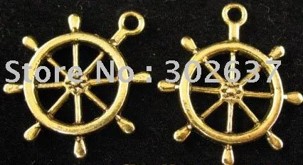 

FREE SHIPPING 75pcs Antiqued gold wheel charms A837G