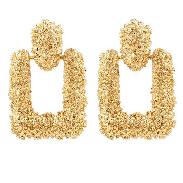 

Earrings Europe and the United States sell heavy metal pendant alloy geometric relief floral earrings retro fashion earrings