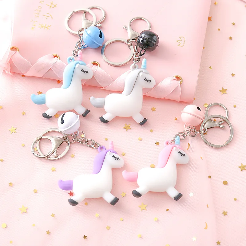 

Creative Cute Unicorn Keychain Wallet Teenage Girl Cartoon Bear Paw Small Bell Bags Decorative Pendant Key Ring Holder Organizer