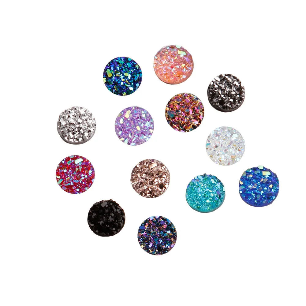 

Sparkling 8mm Multicolor Simulated Crystals Druzy DIY Accessories Resin Round Drusy rhinestones Flatback beads