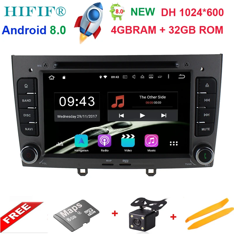 Excellent 4GB RAM Octa Core Android 8.0 Multimedia Car DVD Navigation For peugeot 408/308/308SW Autoradio Stereo headunit Support OBD DAB+ 0