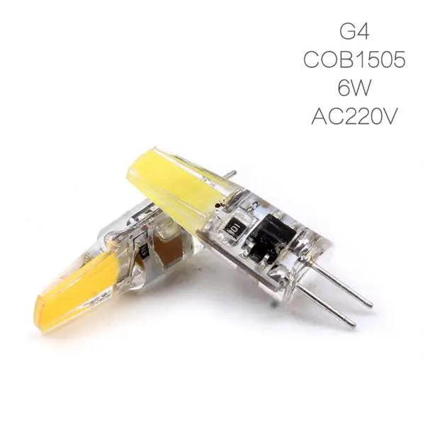 G4 Светодиодный светильник 12 В DC/AC 3 Вт 9 Вт светодиодный G4 светодиодный bombilla luz de la super brillante G4 COB de silicona bombillas ampolla G9 - Испускаемый цвет: G4  1505 AC220V 6W