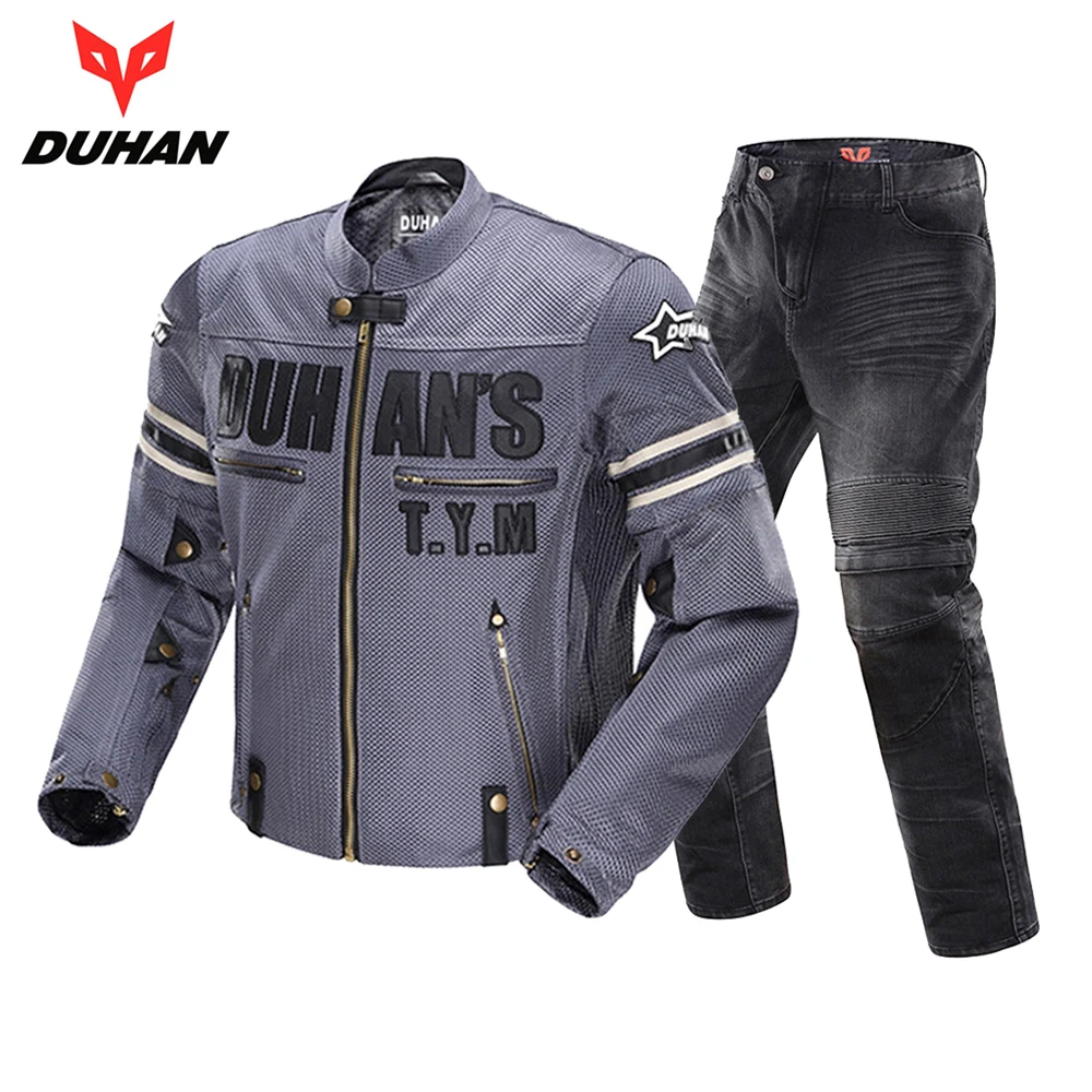 

DUHAN Motorcycle Jacket Motorcycle Pants Men's Summer Breathable Mesh Racing Riding Moto Jacket Pants Motorcycle Clothing Men