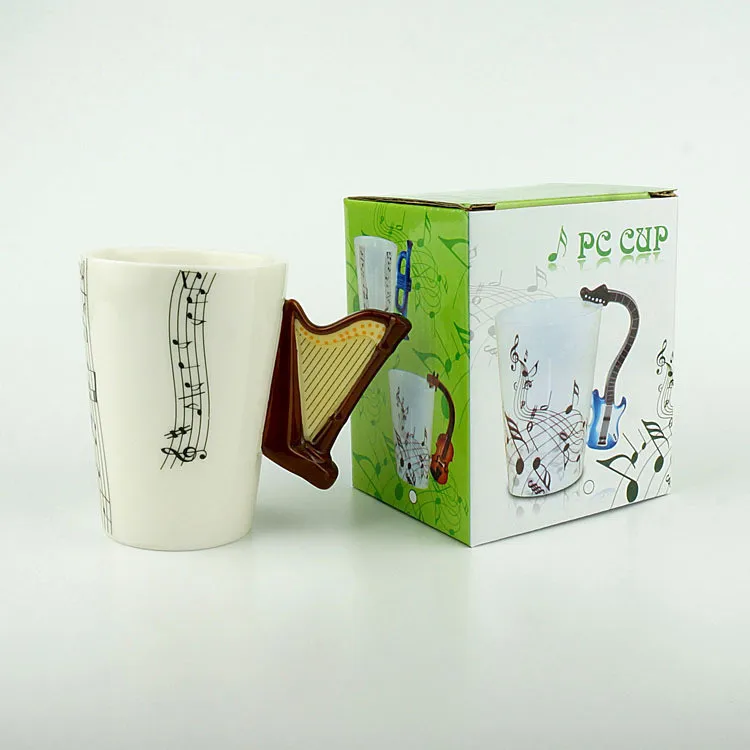 201-300 мл фарфоровая чайная чашка с подарочной коробкой креативная арфа музыкальная Кружка Керамическая кофейная чашка для магазин музыкальная стадионная акция подарок