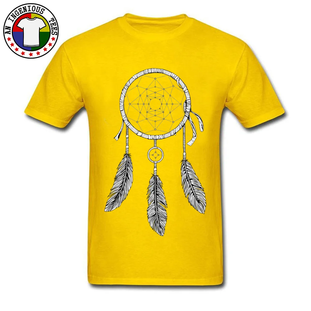 Dream Catcher White Crewneck T-Shirt NEW YEAR DAY Tops Shirts Short Sleeve Fashion Cotton Normal Tee Shirts Printed On Adult Dream Catcher White yellow