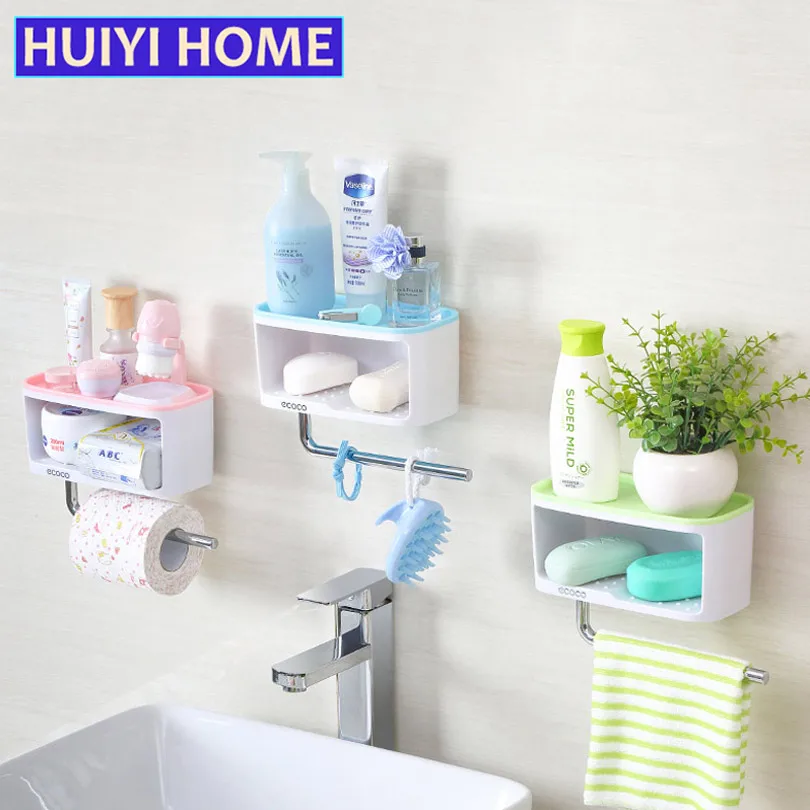 

HUIYI HOME Bathroom Toiletries Storage Rack Multifunctional Double Sundries Shelf Towel Drying Rack Soap Box EGN412