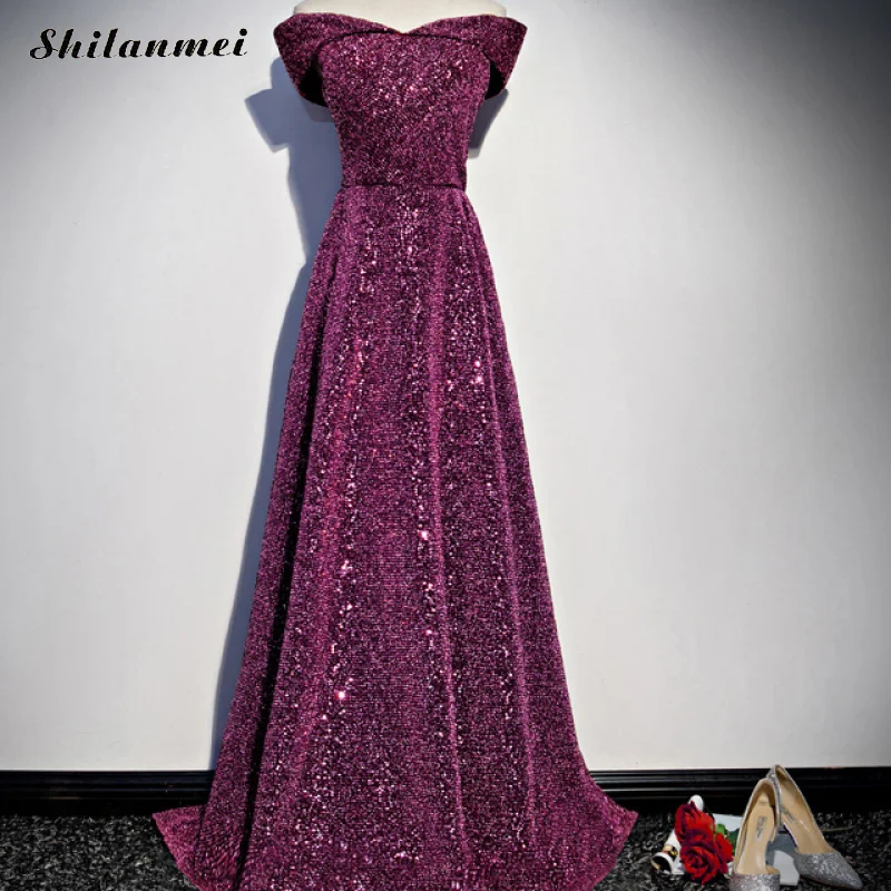 

2019 Summer Off Shoulder Evening Long Dress Women New Backless Party Dress With Sequin Fashion Sexy Elegant Dresses Female 2xl