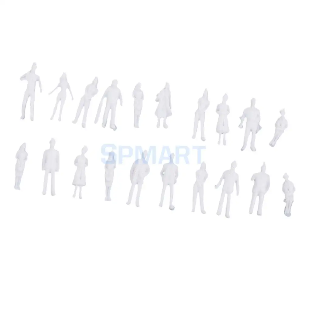 20Pcs/lot 1:100 HO Scale Model Miniature White Figure Architectural Model Human Scale Model Plastic Peoples