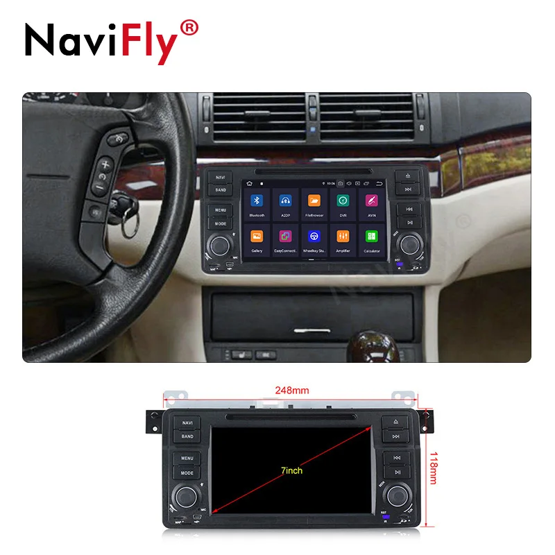 Flash Deal NaviFly Android 9.0 IPS DSP car gps radio multimedia player for BMW E46 M3  Auto dvd stroeo Audio 4 cores A35 WIFI BT CANBUS 1