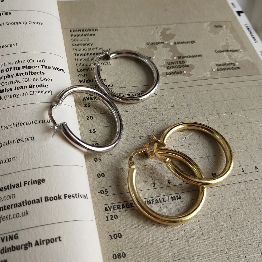 Классические 925 пробы серебряные хип-хоп круглые серьги-кольца для женщин, подлинные серебряные ювелирные изделия, подарок