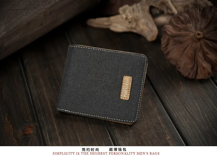 Canvas Denim Men Short Standard Wallet Fashion Casual Male Student Jean Fabric Money Purse With Card Holder Wallets 2 Fold (13)