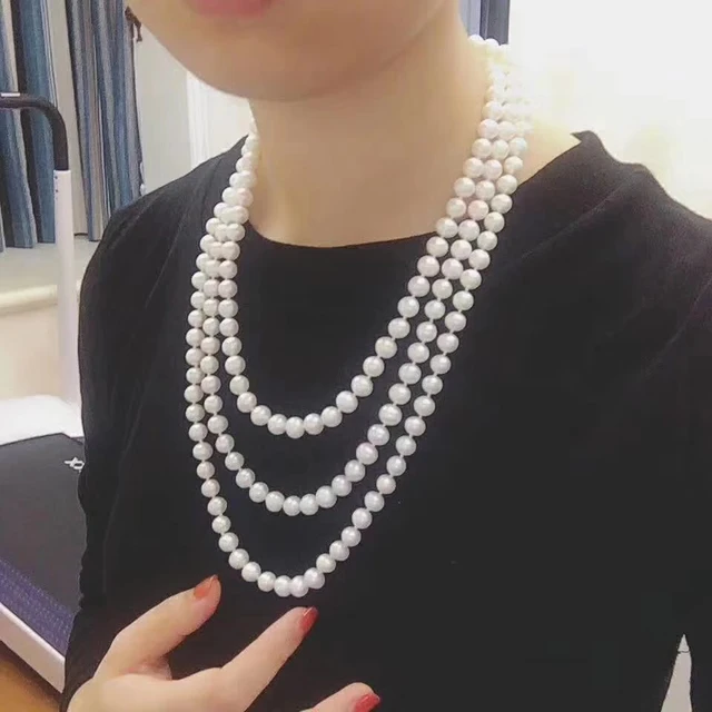 8-9-10mm White Round Freshwater Pearl Strand Necklace  Pearl strands  necklace, Pearl strands, Luxury jewelry box