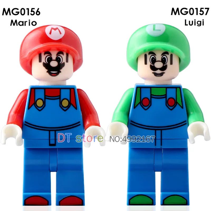 

50Pcs/Lot Super Mario Bros Luigi Peach toad Goomba Legoed Action Figures Model Building Blocks Toys For Children Gift MG0156