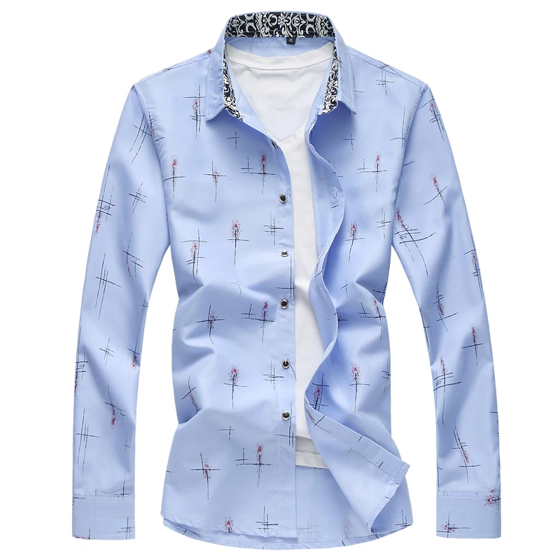 

Men Casual Shirt Fashion Trend Printing Business Shirts Man Autumn Plus Size Long Sleeve Brand Social Shirt M To 7XL