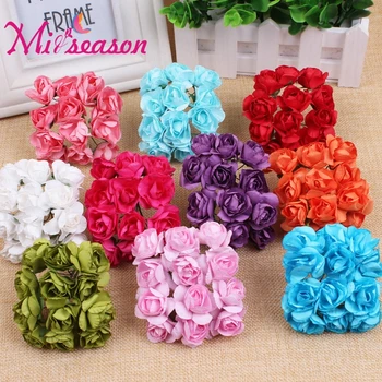 

144 Pcs/bag Paper Rhododendron Handmade Artificial Flower Wedding Candy Decoration DIY Wreath Gift Box Scrapbooking Craft Peony