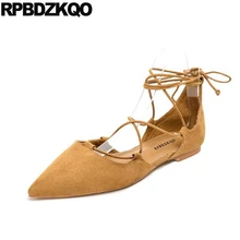 Замша итальянский сандалии 10 Дизайнерская обувь женская роскошь Остроконечные Ремень для лодыжки 11 конфеты дам зашнуровать большой размер плоские красивая европейская отправка капель последние весенняя осень