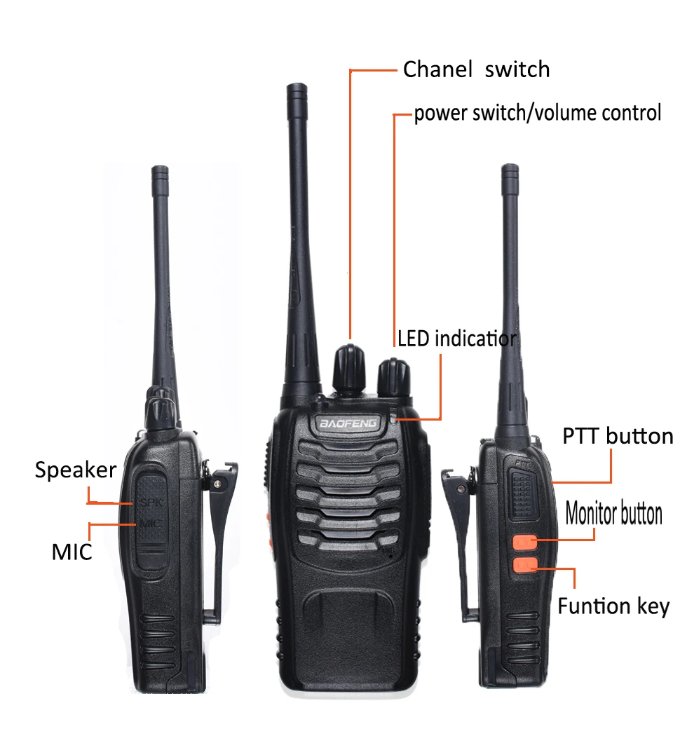 4 шт. baofeng BF-888S walkie talkie 888 портативный телефон кошелек telsiz домофон охотничий 10 км walkie-talkies ham