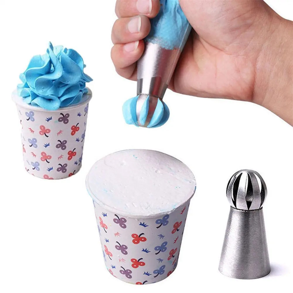 3 Piece Sphere Ball Shape Russian Icing Nozzles Tips Cupcake Decor Kitchen Baking Tool Plus Free Coupler Cake Decorating Tools