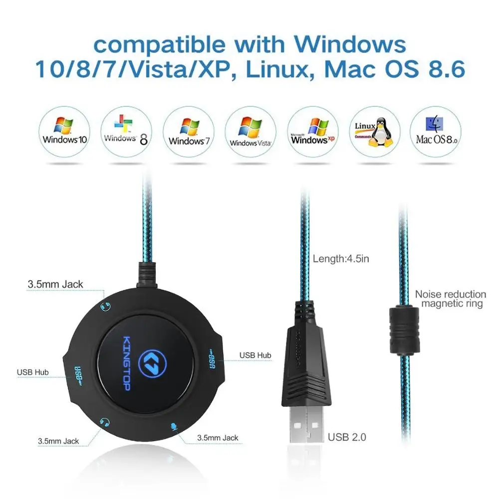 KINGTOP кабель преобразования внешней звуковой карты usb хаб аудио адаптер для 3 5 мм и