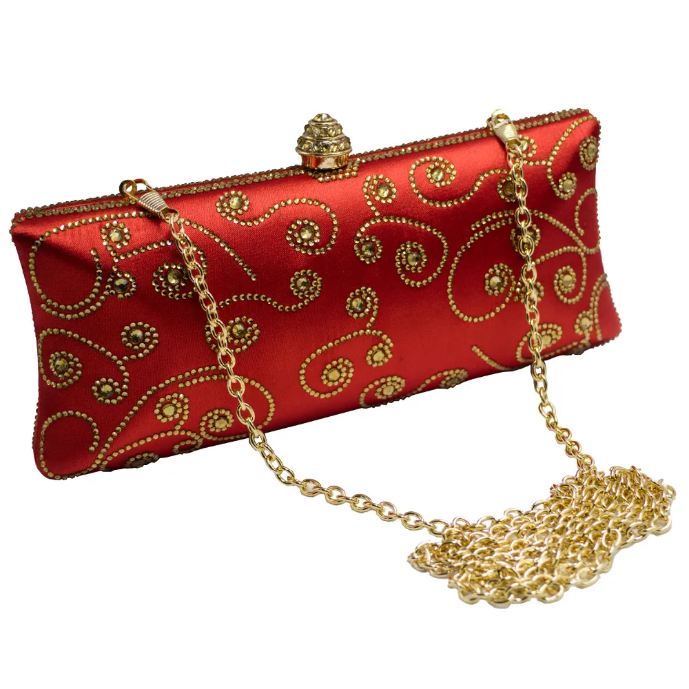 Cartera de mano Roja Italiana para mujer, bolso de mano de noche fiesta, nupcial, de cristal, real/dorado - AliExpress Maletas y bolsas