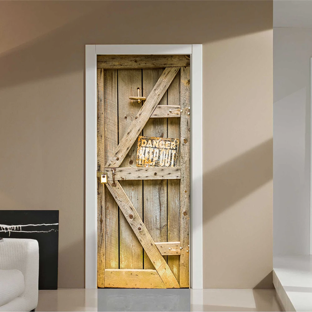 Креативные наклейки на двери из цельного куска для гостиной, самоклеящиеся ПВХ, Индивидуальный размер, 3D обои, деревянные наклейки для ремонта дверей