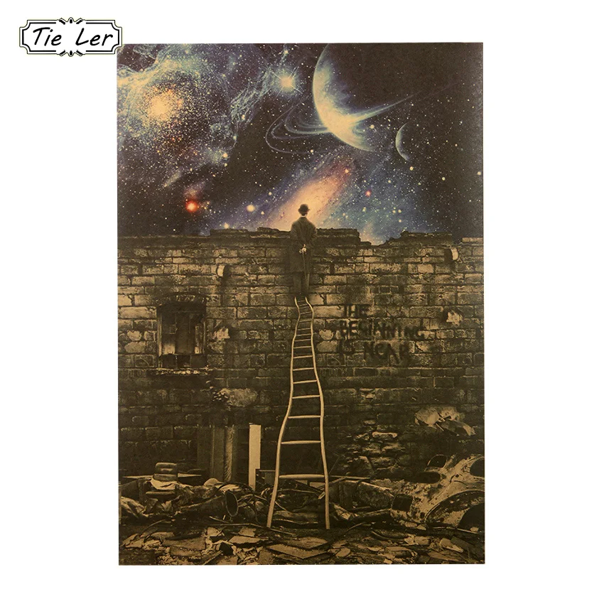 

1 pcs Metaphor Beginning Is Near Nostalgic Retro Kraft Paper Wall Sticker Classic Poster Bar Living Room Decorative Painting