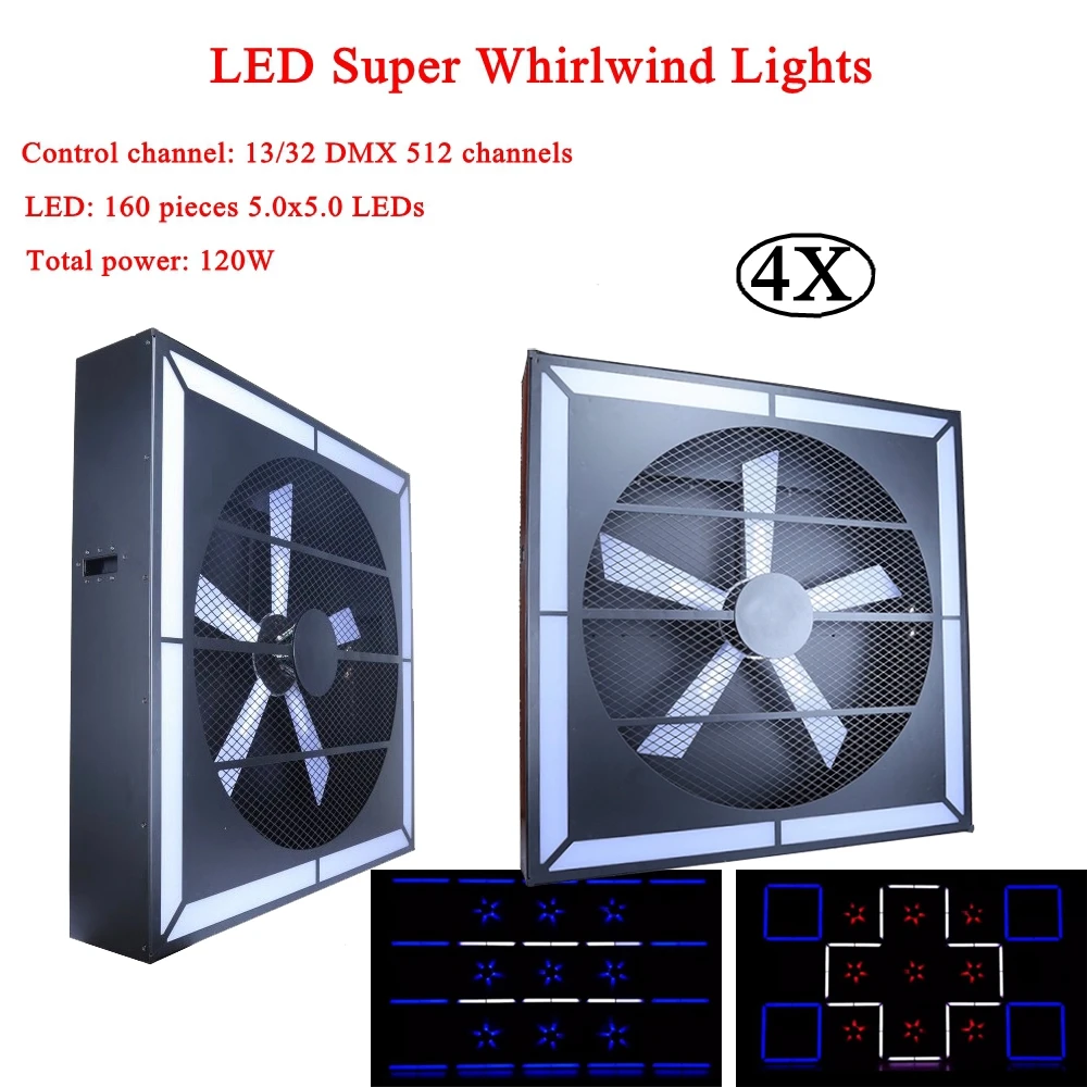 

4Pcs/Lot High Speed Mute 120W LED Super Whirlwind Light LED Party Light Multicolor For Christmas Holiday Disco Music Stage Lamp