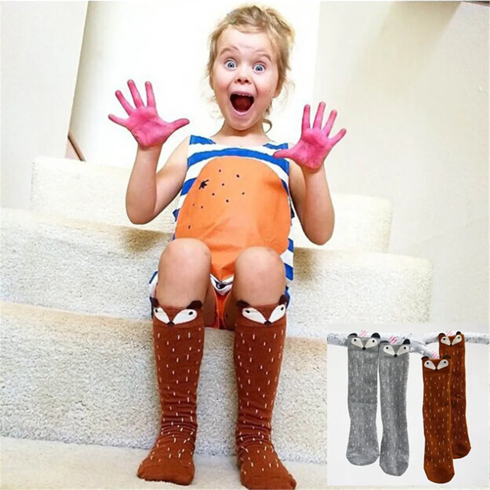 

Free Shipping Baby Girls leg warmer Fox Cotton Cute Little Character Knee Socks Kid Clothing unisex Toddler Boot Socks Cartoon