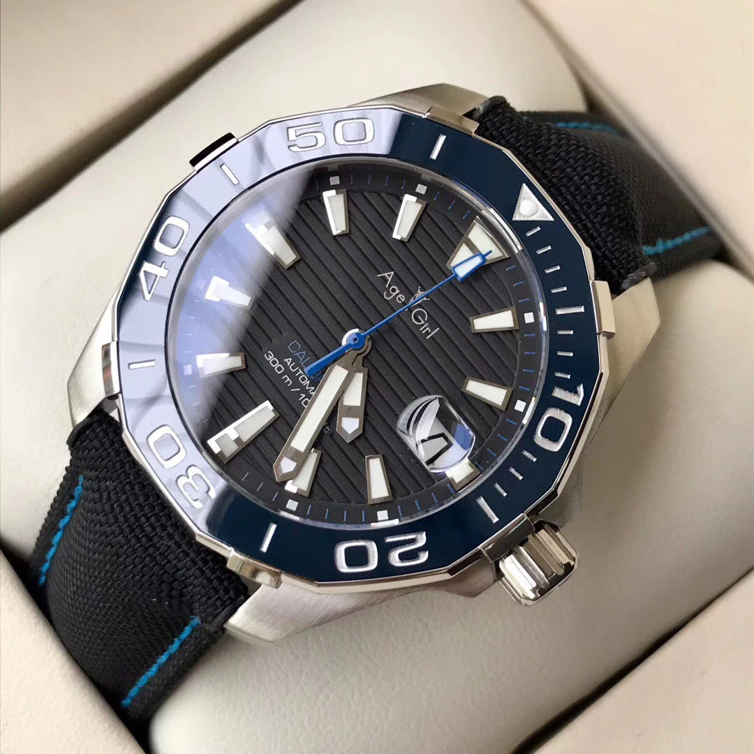 

Luxury Brand New Men Automatic Mechanical Silver Black Canvas Leather Ceramic Bezel Limited Sport Stainless Steel Watch AAA+