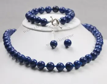 

10mm Egyptian Lapis Lazuli Round Gemstone Beads necklace bracelet earrings set jade