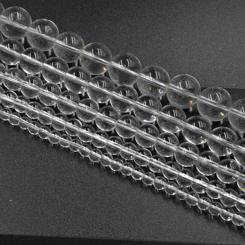 

Natural Stone Clear Quartz Crystals Beads Smooth Loose Beads 4-12mm for Jewelry Making Charm Accessories DIY Free Shipping