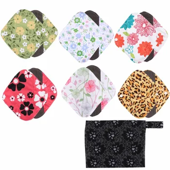 

1PC Washable Wet Bag+ 6PCS Reusable Menstrual Pads Cloth Bamboo Charcoal Sanitary Menstrual Pads Panty Liner For Pregnancy Women