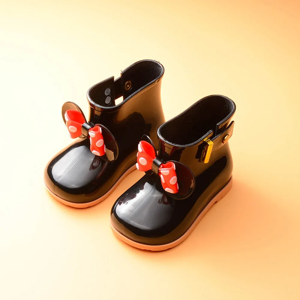 TELOTUNY/непромокаемая обувь для детей; сезон весна-осень-зима; непромокаемые сапоги ярких цветов для маленьких мальчиков и девочек; водонепроницаемая обувь; Z1001 - Цвет: BK