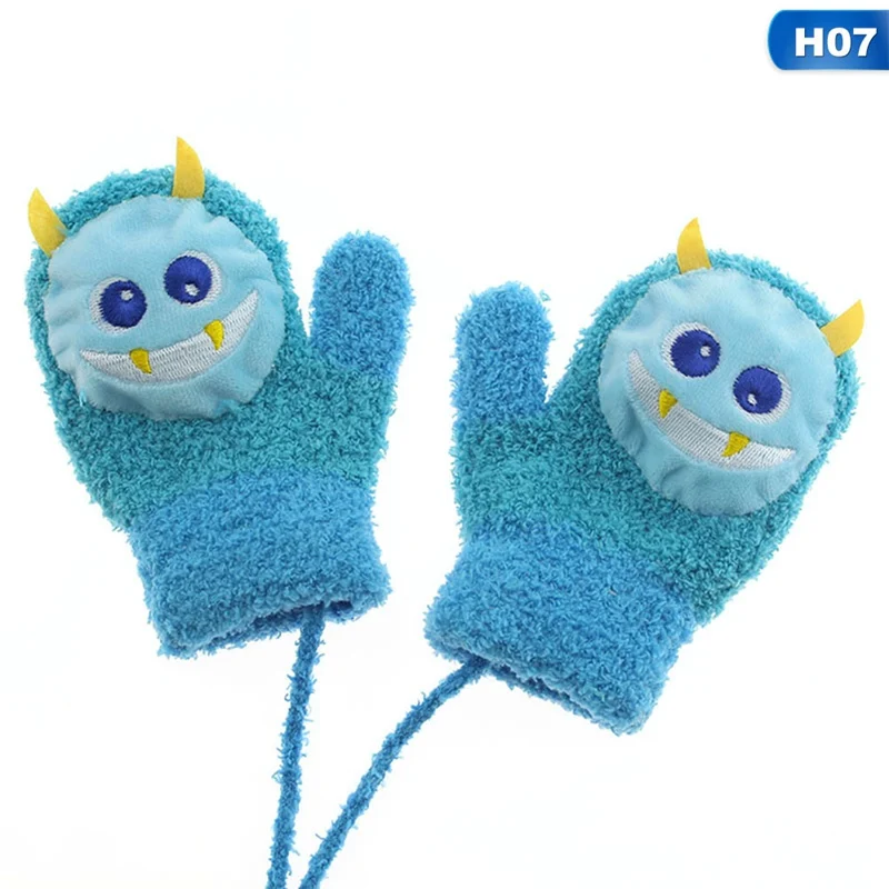 1 пара милых зимних детских перчаток из кораллового флиса, детские перчатки, все в одном, теплые перчатки с рисунком кролика, панды, клубники - Цвет: 7