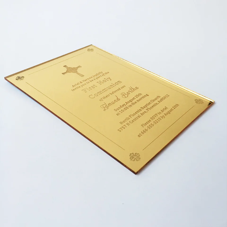 3D Invitation Cards with Envelope Confirmation Communion Christening Angel N.3