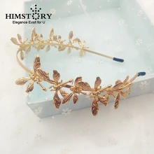 HIMSTORY Baroque Gold Dragonfly Butterfly Headbands Bridal Tiaras Wedding Hair Jewelry Accessories