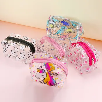

1 pc PVC Transparent Unicorn Waterproof Zipper Cosmetic Bags High Quality Portable Travel Makeup Cartoon Storage Bags