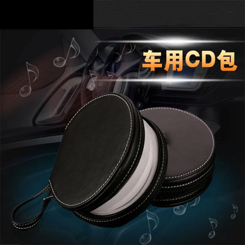 

ymjywl Car Black CD Box For DVD Case Automotive Supplies Storage Box Holder Home or Car High quality leather CD Bag