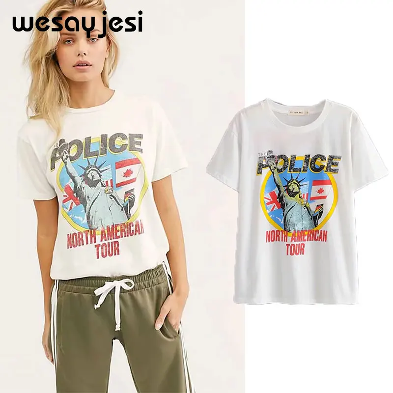 2019 летняя модная футболка Женская harajuku статуя принт уличная корейский стиль 100% хлопок с круглым вырезом свободная футболка Топы Большие