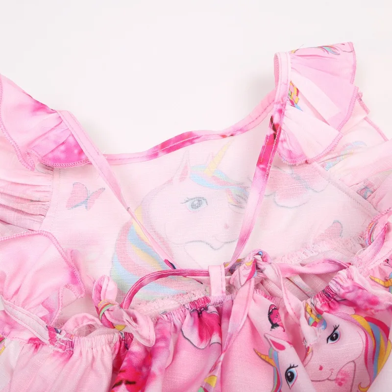 Summer Girls Rainbow Cartoon Unicorn Dress Kids Cosplay Party Princess Dresses Baby Halloween Unicornio Dresses For Girl Clothes (7)