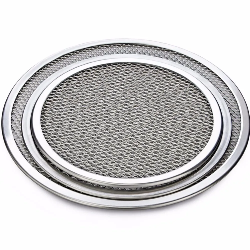 Latest Aluminum Flat Mesh Pizza Screen Round Baking Tray Metal Net Bakeware Kitchen Tools Pizza 6-22inch Bakeware Cookware